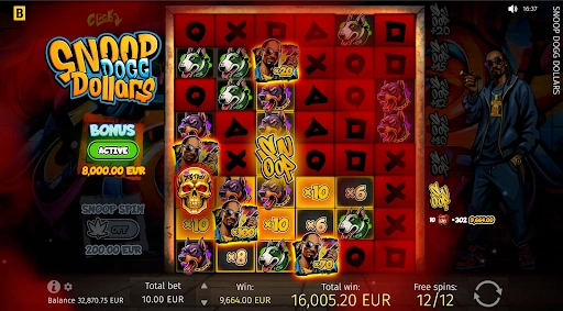 Slot game screen showing easy win in snoop dogg game